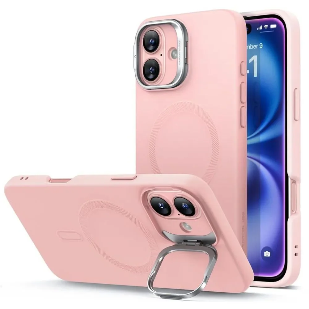 ESR iPhone 16 Case Silicone MagSafe Camera Stash Stand Cloud Series Pink